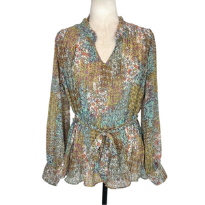 Floral & Ivy ditsy floral belted blouse